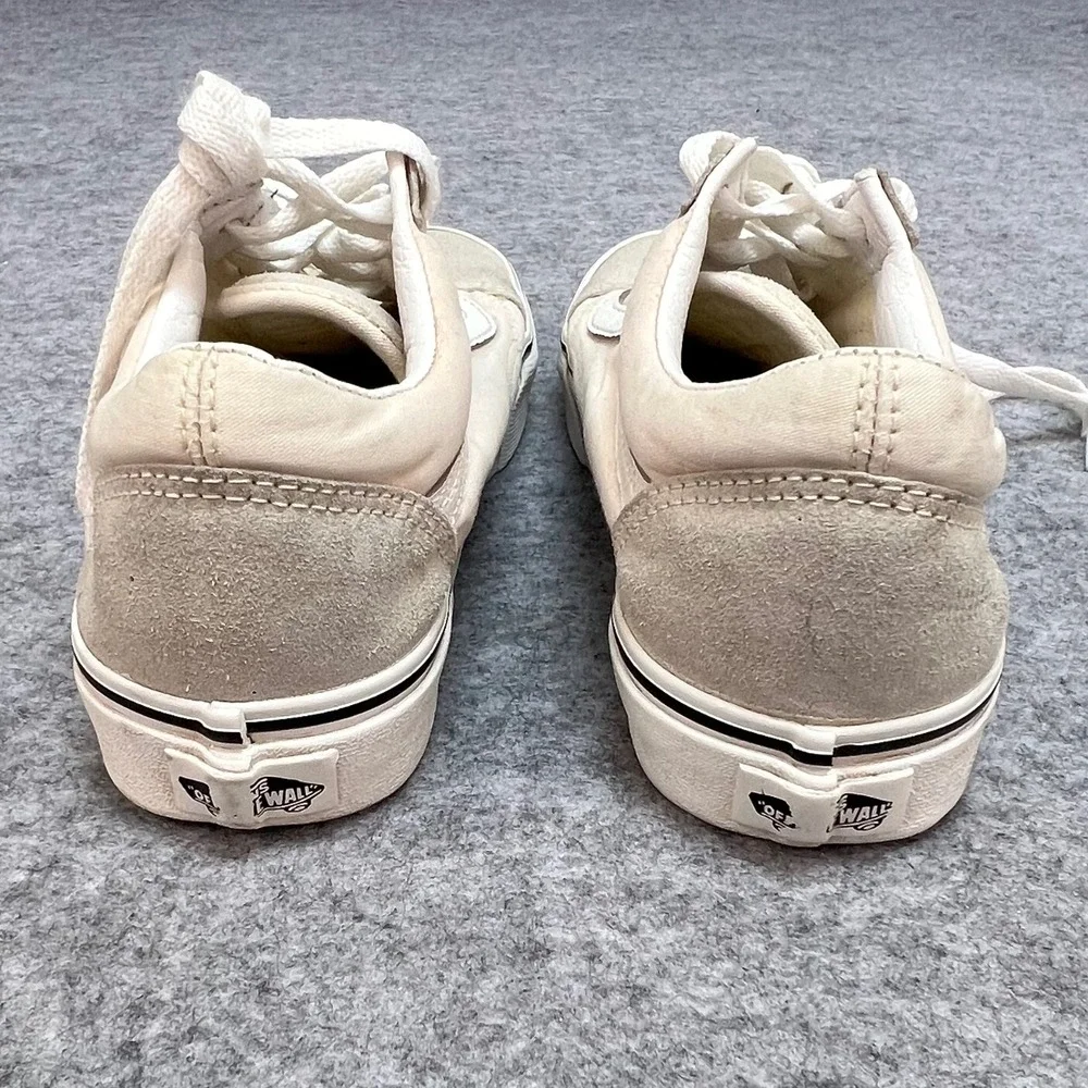 Vans Old Skool‎ Low Top Sneakers Cream Tan Suede Canvas Retro Men 5.5 Women 7